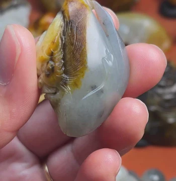 Hetian Jade Blue-and-White Seed Material Buddha or Demon in One Thought