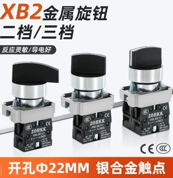 XB2 Rotary Switch Two/Three-Position Self-Locking Power Rotation Selection Conversion Switch BD21/25/41/45/33