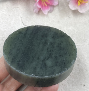 Xinjiang Hetian Jade Blue-and-White Seed Material Bracelet Core Tag Edge Scraps Round Tag Offcuts Jade Material Free Shipping 108g ta