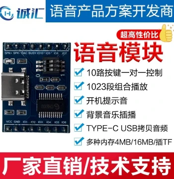 Voice Module Chip with 10-Button Control, Supports 4/16MB TF Card Insertion and USB Copy for Combined Playback CH9300