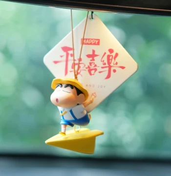 Genuine Crayon Shin-chan Paper Airplane Car Pendant, Rearview Mirror Hanging Ornament, Creative Peace Aromatherapy Slice for Women