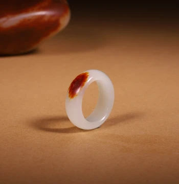 Zhuzige Xinjiang Hetian Jade Ring White Jade Seed Material Natural Jade Band for Men and Women