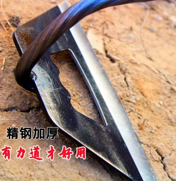 New Long-Handle Hoe - Heavy-Duty Manganese Steel with Thickened Hollow Wooden Handle for Weeding & Land Clearing