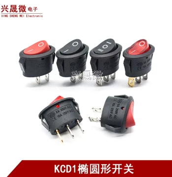 Oval KCD1 Rocker Switch Black Red 2/3 Pin 2/3 Gear 6A Copper Contact Power Button Switch