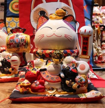 Automatic Waving Hand Large Lucky Cat Front Desk Opening Ceramic Ornament, Fortune Cat Home Living Room Housewarming Gift
