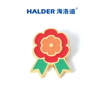 Metal Brooch Badge Red Flower Design Inspirational Reward for Students