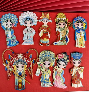 Metal Opera Character Fridge Stickers Peking Opera Face Masks Cultural Creative Souvenirs Magnetic Stickers Mu Guiying Guan Yu Yang Guifei Magnetic Attraction