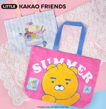 Kakao Friends China Exclusive Eco-Friendly Woven Bag Ryan Large Shopping Bag Small Handbag
