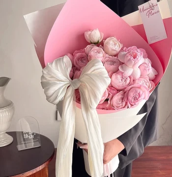 [Hua Xi Ai] Snow Satin Ripple Fabric for Fresh Flower Bouquet DIY Bow Decoration, Florist Supplies