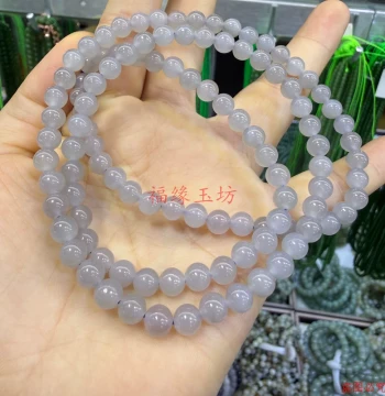 Selected Hetian Jade Smoky Purple Necklace, High-End Temperament Light Luxury Gentle Women's Round Bead Necklace