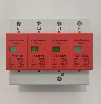 Industrial Power Lightning Arrester 120KA Three-Phase Power Lightning Module 380V Lightning Rod Surge Protector 4P