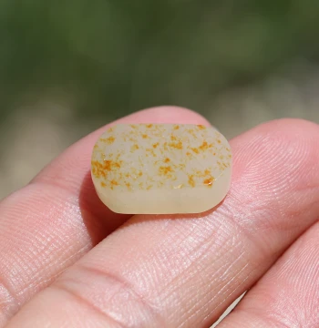 [Little Mustache Jade] Hetian Jade Seed Material with Sprinkled Gold Skin Mutton Fat Jade Men's Ring Face
