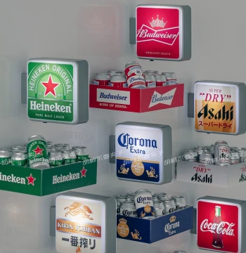 Beer Beverage Light Sign Fridge Magnet Creative Simulation Mini Drink Tray Asahi Cola DIY Pegboard Decoration