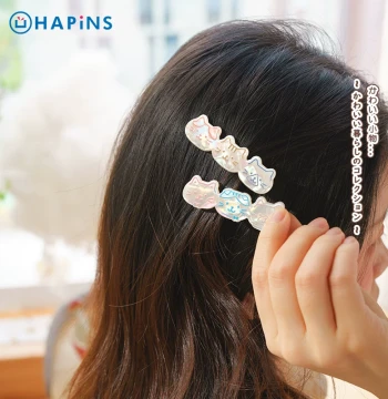Japan HAPiNS Kitten Acrylic Bangs Side Clip New Cute Hair Clip Seasonal Side Barrette for Women Calico Cat