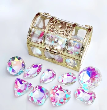 Kids Crystal Gem Toys Colorful Acrylic Diamonds with Pirate Small Treasure Chest Box Boys Girls Birthday Gift