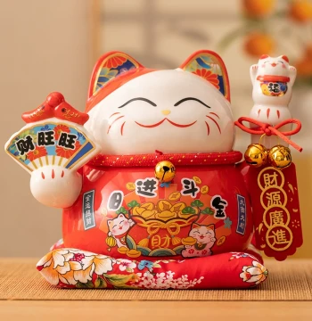 Lucky Cat Ornament, Various Sizes, Home Ceramic Piggy Bank, Creative Opening Gift, Living Room Cash Register Savings Jar