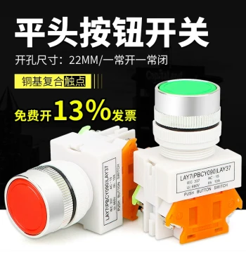 Self-Resetting Flat-Head Push Button Switch LAY37-11BN, 22MM Y090, Normally Open/Normally Closed
