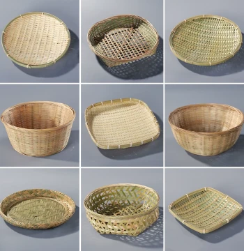 Bamboo Woven Fruit Tray Home Steamed Bun Basket Creative Fruit Plate Living Room Bamboo Platter Handmade Bamboo Basket Winnowing Pan Bamboo Products