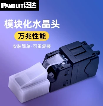 Panduit Cat6a Network Connector, 6A Unshielded RJ45 Inline Coupler, Modular Crystal Head 10 Gigabit