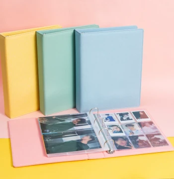 Card Album 9-Grid Nine-Square Cover Custom Image Idol Storage B5 Loose-Leaf Organizer Folder 7-Inch Postcard Album Korean Transparent Card Album Small Card Collection Book Nine-Grid