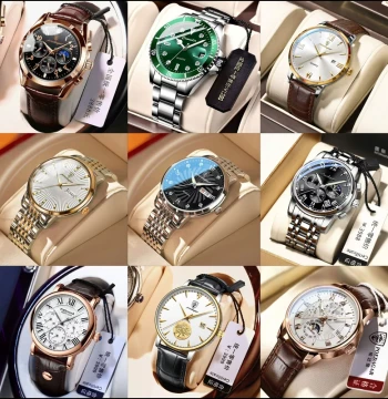 Walk-in Closet Showroom Decor: Men's Watch Models with Steel Bands, Minimalist Quartz Watches for Soft Furnishing Styling