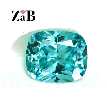Paraiba Tourmaline Gemstone Loose Stone Fat Rectangular Cabochon Cushion Cut Minimalist Style 8A Grade Lake Blue-Green Gem Pad Shape