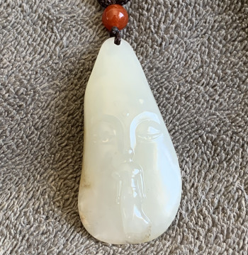 Craftsman Hetian Jade Xinjiang Hetian Jade Seed Material Pendant Single Seed White Jade Guanyin Devout Buddhist Pendant for Men and Women