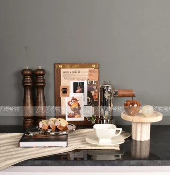 WU WUXIWU Light Luxury Old Money Model Room Kitchen Life Scenario Afternoon Tea Coffee Pastry Ornament Combination