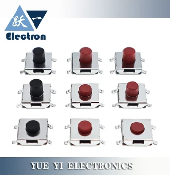 Tactile Switch Flat Base 6.2*6.2*2.5/2.7~5/5.5H SMD Red Button 4-Pin for Laptops and Monitors 6x6