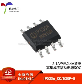 Original Genuine IP5306_CK ESOP-8 Power Bank SOC Chip: 2.1A Charging, 2.4A Discharging