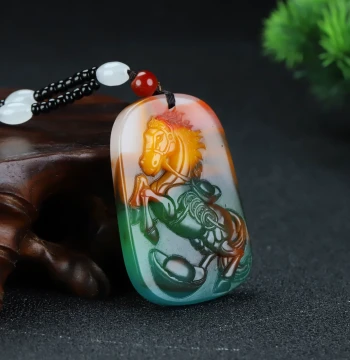 Hetian Jade Zodiac Horse Pendant for Men and Women, Xinjiang Jade 'Horse Bringing Wealth' Plaque, Colorful Jade 'Leading the Way' Necklace Charm