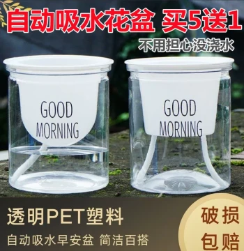Nordic Plastic Hydroponic Transparent Lazy Automatic Watering Good Morning Pot Pothos Nordic Simple Hanging Plant Greenery Succulent Flower