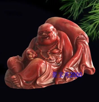 Antique Collectible Miscellaneous Item: Imitation Shoushan Stone Carefree Buddha Ornament, Aged Jade Carving of Laughing Buddha Maitreya Statue Display