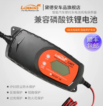 LOBOO Radish Motorcycle Battery Charger Universal 12V Lithium Battery Lead-Acid Battery Fully Automatic Smart 6V