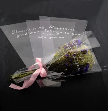 Simple Transparent Bouquet Sleeves, Waterproof Multi-Stem Plastic Packaging Bags for Fresh Roses, Single-Stem Vendor Floral Paper
