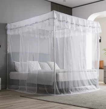 New Stainless Steel Floor-Standing Mosquito Net Thickened Reinforced Frame Tube Home Square Top Three-Door Encrypted Princess 1.8m