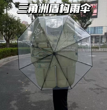 Deep Blue Brand Manual Umbrella Delta Force Abstract Humorous Merchandise Shield Style Sun and Rain Dual-Use Shield Umbrella