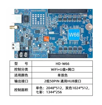 Grayscale Single/Dual-Color LED Control Card WIFI Card HD-W04/W60/W66/E64/E63/W62/E62/WF1