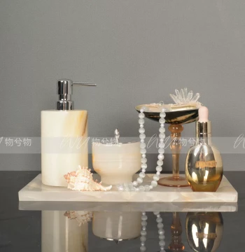 WU Object Modern Light Luxury Showroom Bathroom Vanity Marble Bath Shell Ornament Decor Set