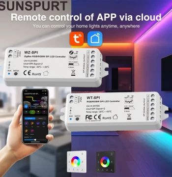Tuya WIFI/Zigbee Color-Changing Smart Controller, Waterfall Running Horse Music Sync WT WZ-SPI Ambient Lighting
