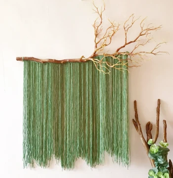 Ins Nordic Hand-Woven Dyed Tapestry Ancient Style Ornament, Homestay Living Room Bedroom Decor Hanging Cloth Branch Wall Tapestry