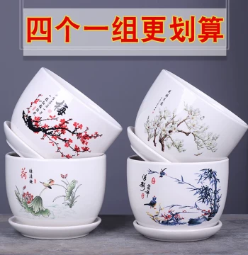 Large Ceramic Desktop Planter with Tray - Clearance Sale for Home, Balcony, Pothos, Spider Plant, Succulents, and Orchids