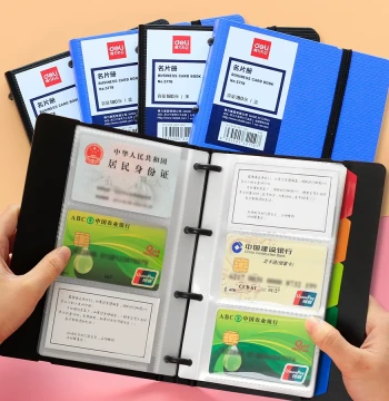 Deli Business Card Album, Simple Business Office Card Holder, Transparent Loose-Leaf Card Book, Credit Card Storage, Large Capacity Card Organizer