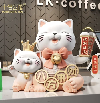 Lucky Cat Figurine with Automatic Waving Hand for Office Reception, Shop Counter Decor, and Grand Opening Gift