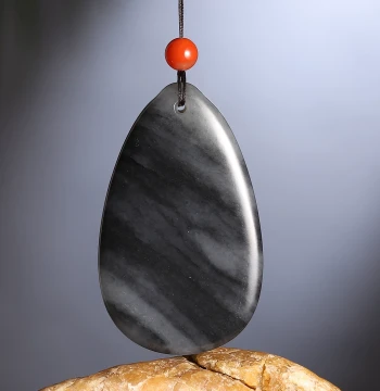 Xinjiang Hetian Jade Blue-and-White Jade Seed Material Peace Safety Pendant Natural Jade Unisex Jade Plaque and Jade Ornament by Jiang Jiang