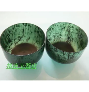 Authentic Jiuquan Luminous Cup, Dunhuang Specialty, Natural Black Jade Magnetic Flat-Bottom Tea Cup, Jade Cup, Wine Cup, Teacup