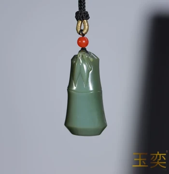 Yuyi Xinjiang Hetian Jade Seed Material Sand Date Green Suzhou Craft Rising Bamboo Joint Pendant for Men and Women