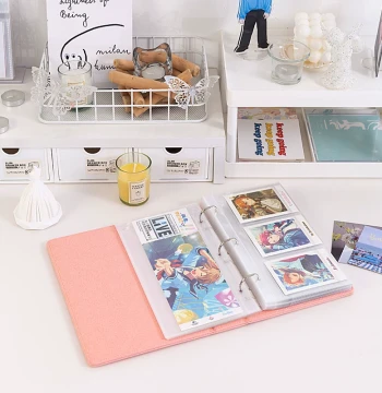 Holographic Ticket Storage Album Photocard Binder 3-Grid 3-Inch Card Book Customizable Cover Idol Album Card Collection Transparent Card Collector Loose-Leaf Photo Album Girl Fan Sticker Book 3-Inch