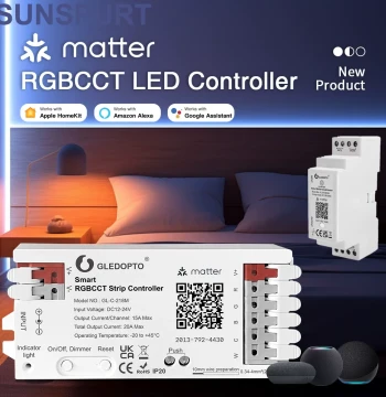 Matter Protocol WLED Tuya RGBCW Light Strip Zgb Controller Switch Compatible with Amazon Google Apple