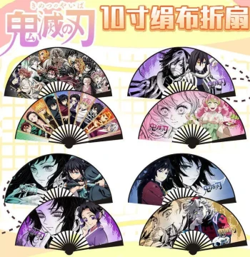 Demon Slayer Boxed Folding Fan 2026 New Silk Fabric Fan Featuring Muichiro, Mitsuri, and Shinobu Anime Merchandise